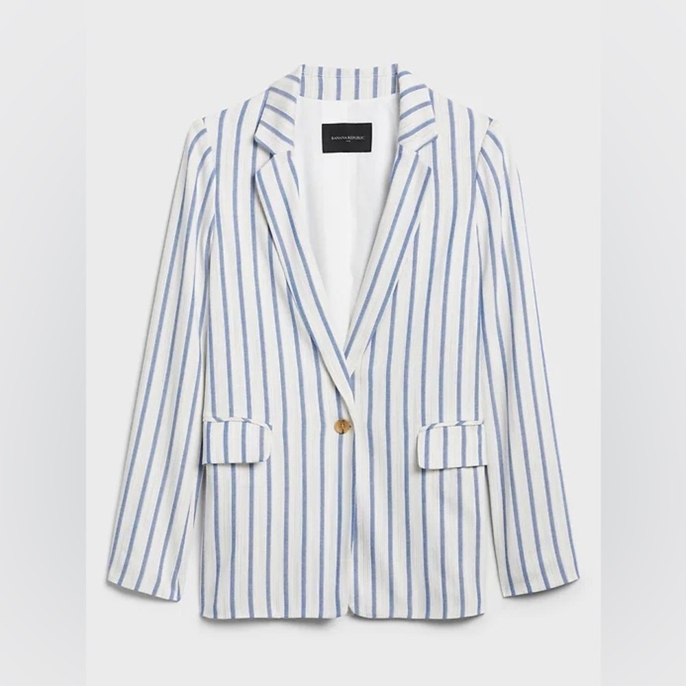 Banana Republic Blue and White Striped Blazer
